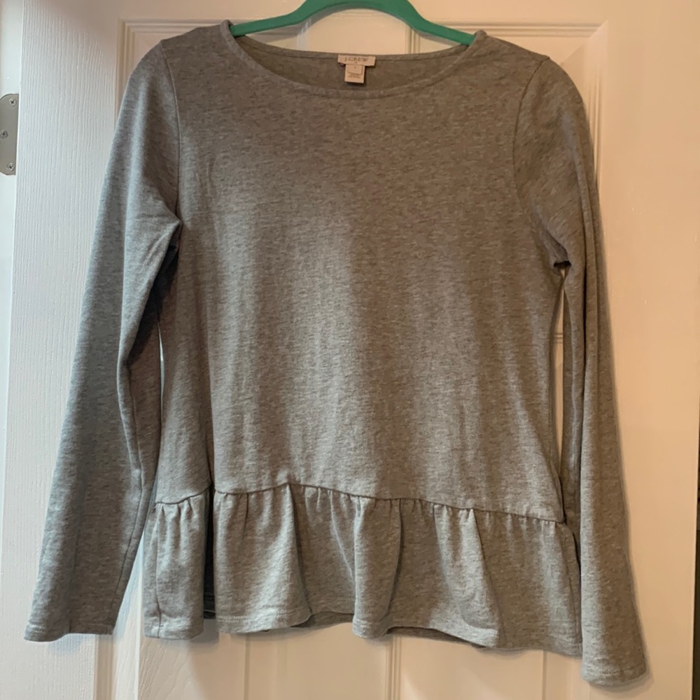 J. Crew Factory gray long sleeve peplum top